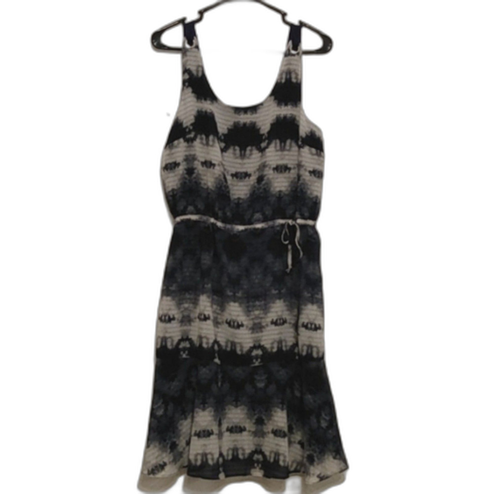 Libby Edelman Blue,Gray Sleeveless Lightweight Textured Drawstring Waist dress M